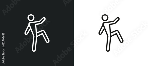 muay thai outline icon in white and black colors. muay thai flat vector icon from miscellaneous collection for web, mobile apps and ui.