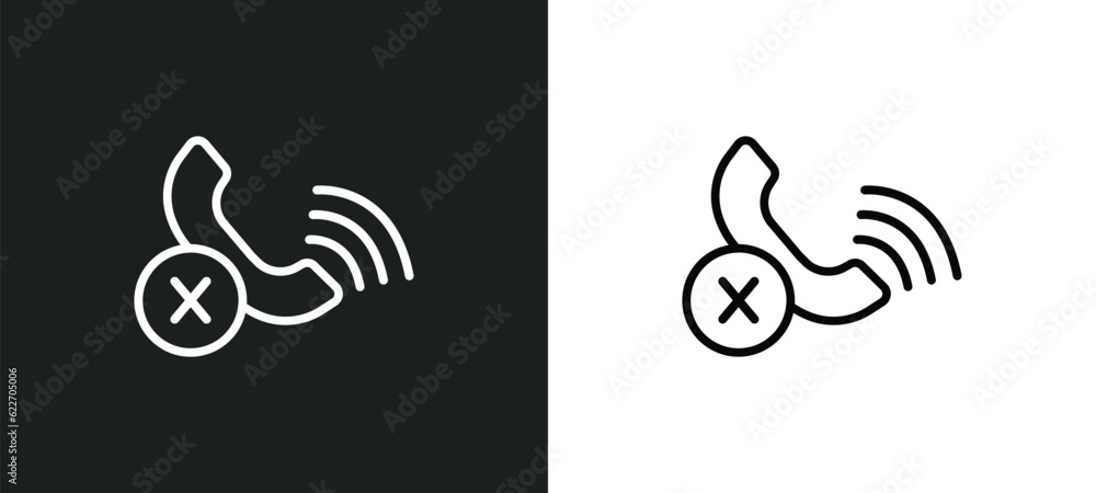 end call outline icon in white and black colors. end call flat vector icon from message collection for web, mobile apps and ui.