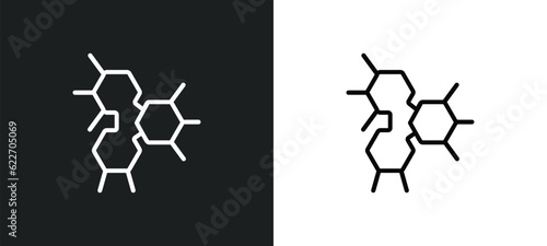 three hexagons cell outline icon in white and black colors. three hexagons cell flat vector icon from medical collection for web, mobile apps and ui.