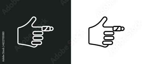 hurted finger with bandage outline icon in white and black colors. hurted finger with bandage flat vector icon from medical collection for web, mobile apps and ui.