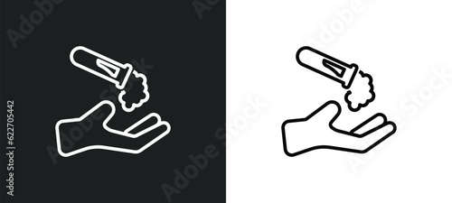 acid falling on hand outline icon in white and black colors. acid falling on hand flat vector icon from medical collection for web, mobile apps and ui.