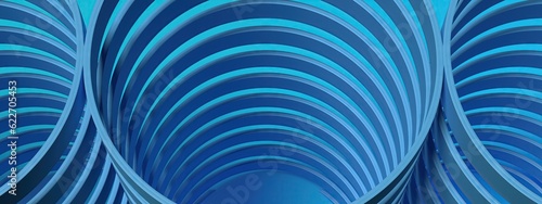 Multi-stage cylinder Modern geometric sensibility Blue and white abstract, elegant and modern 3D rendering image