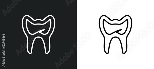 molar tooth outline icon in white and black colors. molar tooth flat vector icon from medical collection for web, mobile apps and ui.