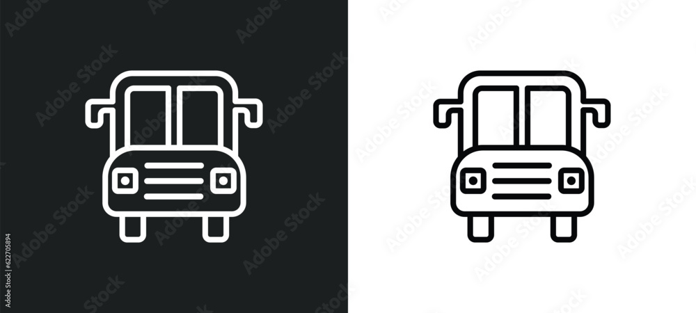 big bus front outline icon in white and black colors. big bus front flat vector icon from mechanicons collection for web, mobile apps and ui.