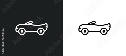 convertible car outline icon in white and black colors. convertible car flat vector icon from mechanicons collection for web, mobile apps and ui.