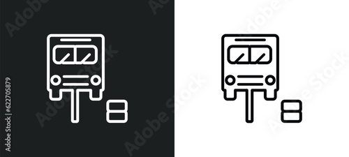 bus in reparation outline icon in white and black colors. bus in reparation flat vector icon from mechanicons collection for web, mobile apps and ui.