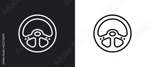 car steering wheel outline icon in white and black colors. car steering wheel flat vector icon from mechanicons collection for web, mobile apps and ui.