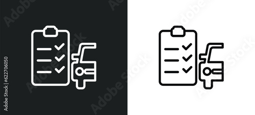 car repair check list outline icon in white and black colors. car repair check list flat vector icon from mechanicons collection for web, mobile apps and ui.
