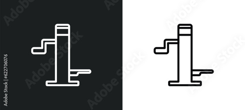 car lifter outline icon in white and black colors. car lifter flat vector icon from mechanicons collection for web, mobile apps and ui.