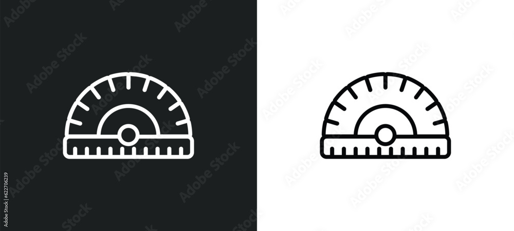protactor outline icon in white and black colors. protactor flat vector icon from measurement collection for web, mobile apps and ui.