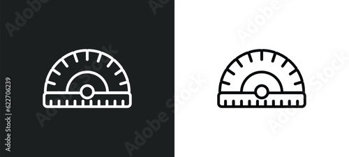 protactor outline icon in white and black colors. protactor flat vector icon from measurement collection for web, mobile apps and ui.