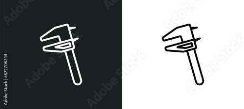 caliper outline icon in white and black colors. caliper flat vector icon from measurement collection for web, mobile apps and ui.