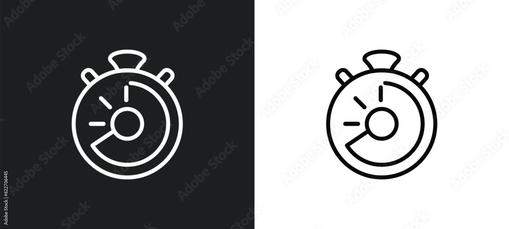 chronometer running outline icon in white and black colors. chronometer running flat vector icon from measurement collection for web, mobile apps and ui. - obrazy, fototapety, plakaty 