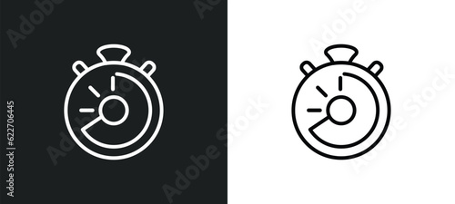 chronometer running outline icon in white and black colors. chronometer running flat vector icon from measurement collection for web, mobile apps and ui. photo