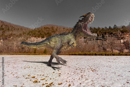 monster dinosaur is walking on the ice age © DM7