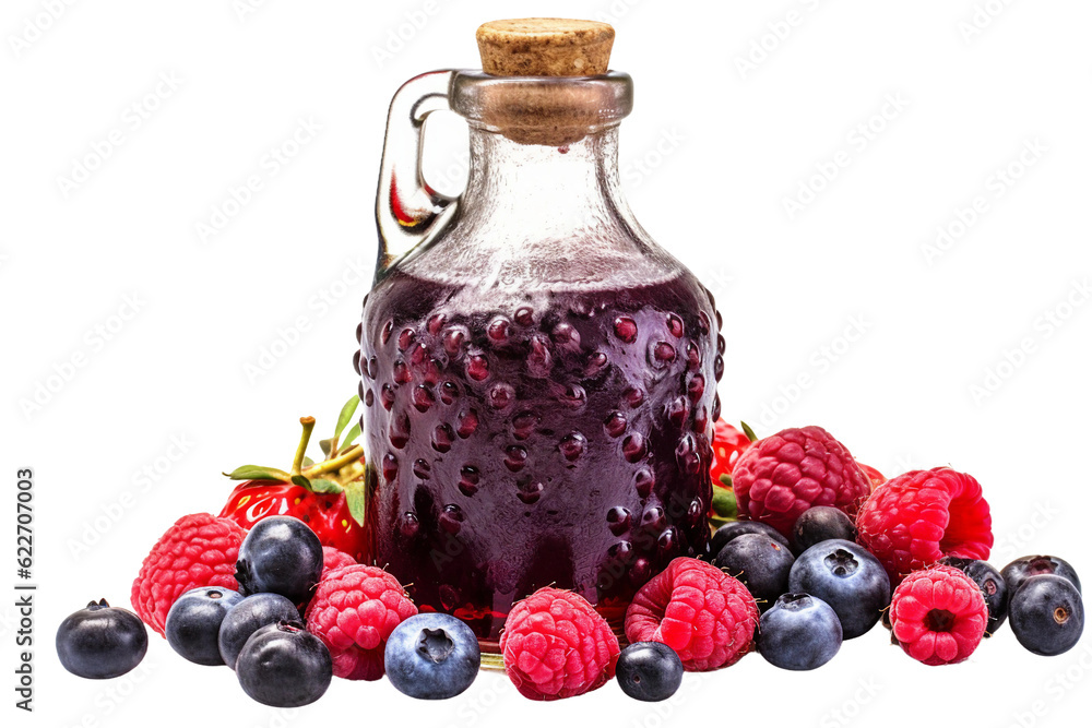Φωτογραφία Mixed berry syrup. isolated object, transparent background