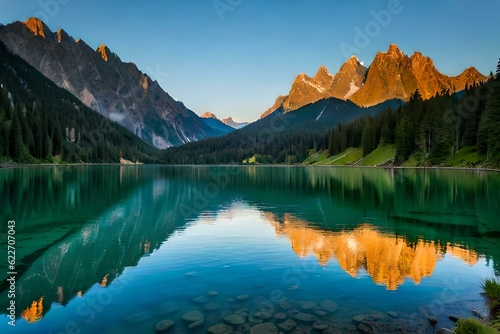 lake reflection in the mountains Generated with AI