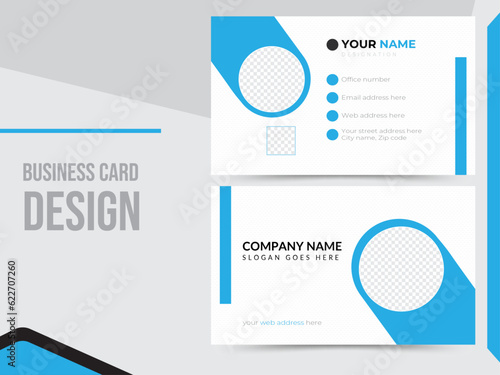 Creative and modern business card design with blue Flat design vector abstract creative - Vector
