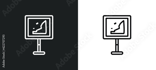 land slide outline icon in white and black colors. land slide flat vector icon from maps and flags collection for web, mobile apps and ui.