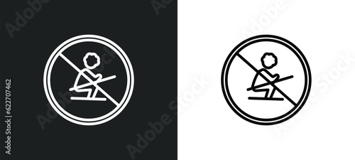 no skiing outline icon in white and black colors. no skiing flat vector icon from maps and flags collection for web, mobile apps and ui.