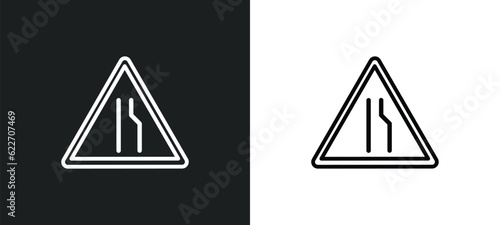 narrow right lane outline icon in white and black colors. narrow right lane flat vector icon from maps and flags collection for web  mobile apps and ui.