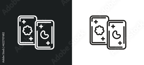 tarot outline icon in white and black colors. tarot flat vector icon from magic collection for web, mobile apps and ui.
