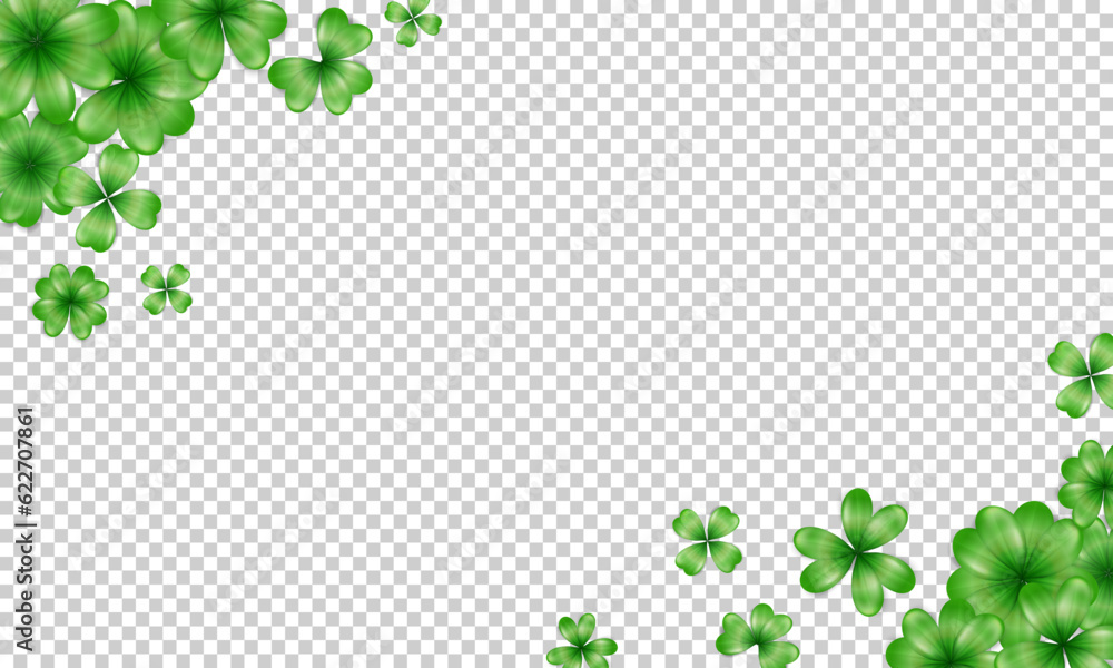 Template of blank transparent wallpaper with realistic green clover