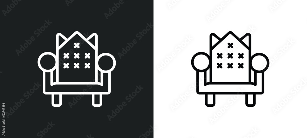 throne outline icon in white and black colors. throne flat vector icon from luxury collection for web, mobile apps and ui.
