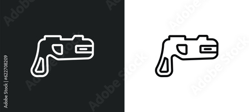 electroshock weapon outline icon in white and black colors. electroshock weapon flat vector icon from law and justice collection for web, mobile apps and ui.
