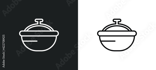 stew pot outline icon in white and black colors. stew pot flat vector icon from kitchen collection for web, mobile apps and ui.