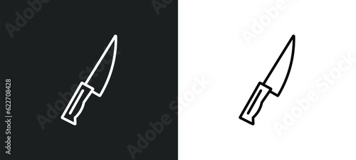steak knife outline icon in white and black colors. steak knife flat vector icon from kitchen collection for web, mobile apps and ui.
