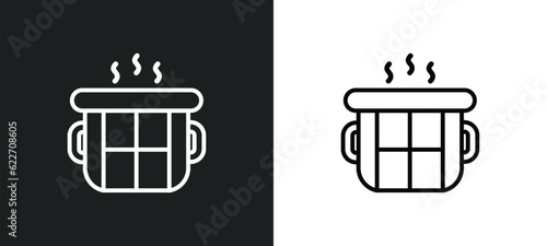cooking pot outline icon in white and black colors. cooking pot flat vector icon from kitchen collection for web, mobile apps and ui.