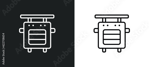 bun warmer outline icon in white and black colors. bun warmer flat vector icon from kitchen collection for web, mobile apps and ui.