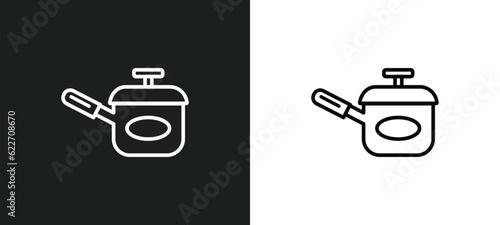 saucepan outline icon in white and black colors. saucepan flat vector icon from kitchen collection for web, mobile apps and ui.