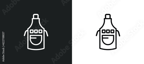 apron outline icon in white and black colors. apron flat vector icon from kitchen collection for web, mobile apps and ui.