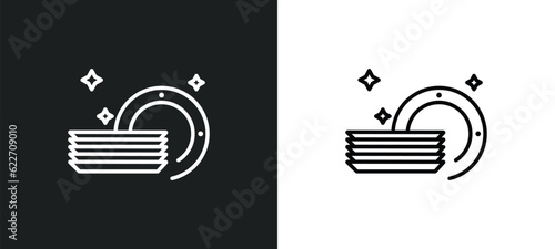 dishes outline icon in white and black colors. dishes flat vector icon from kitchen collection for web, mobile apps and ui.