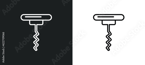 corkscrew outline icon in white and black colors. corkscrew flat vector icon from kitchen collection for web, mobile apps and ui.