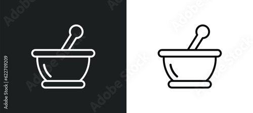 mortar outline icon in white and black colors. mortar flat vector icon from kitchen collection for web, mobile apps and ui.