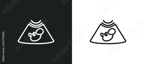 ultrasound outline icon in white and black colors. ultrasound flat vector icon from kid and baby collection for web, mobile apps and ui.