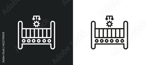 cradle outline icon in white and black colors. cradle flat vector icon from kid and baby collection for web, mobile apps and ui.
