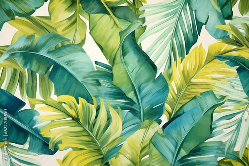 background trendy palm summer jungle leaf pattern seamless design garden tropical. Generative AI.