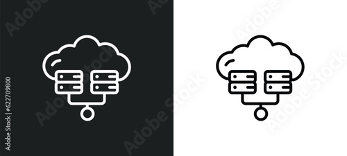 virtualization outline icon in white and black colors. virtualization flat vector icon from networking collection for web, mobile apps and ui.