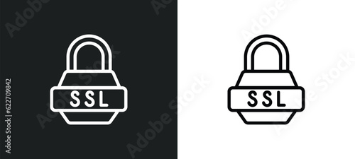 ssl outline icon in white and black colors. ssl flat vector icon from internet security collection for web, mobile apps and ui.