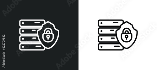 server security outline icon in white and black colors. server security flat vector icon from internet security collection for web, mobile apps and ui.