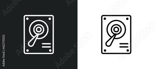 hard disc outline icon in white and black colors. hard disc flat vector icon from networking collection for web, mobile apps and ui.