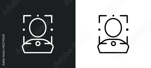 facial recognition outline icon in white and black colors. facial recognition flat vector icon from internet security collection for web, mobile apps and ui.