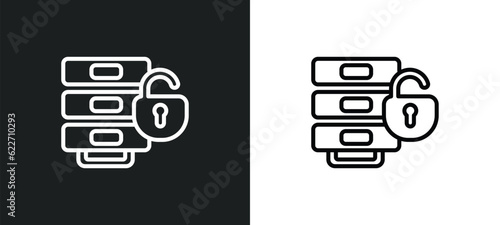 data unclocked outline icon in white and black colors. data unclocked flat vector icon from networking collection for web, mobile apps and ui.