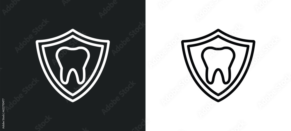 dental insurance outline icon in white and black colors. dental insurance flat vector icon from insurance collection for web, mobile apps and ui.