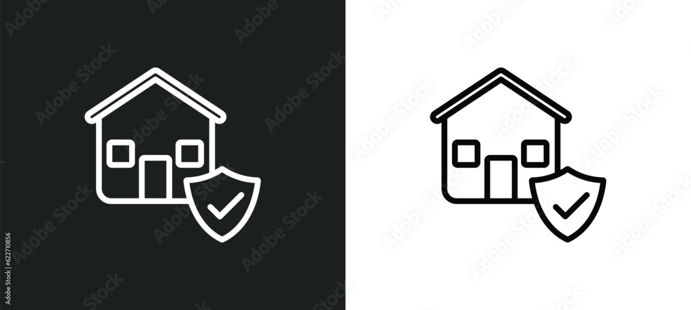 real estate insurance outline icon in white and black colors. real estate insurance flat vector icon from insurance collection for web, mobile apps and ui.