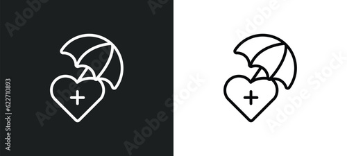 life insurance outline icon in white and black colors. life insurance flat vector icon from insurance collection for web, mobile apps and ui.